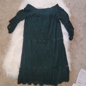 Lace green Off The Shoulder dress